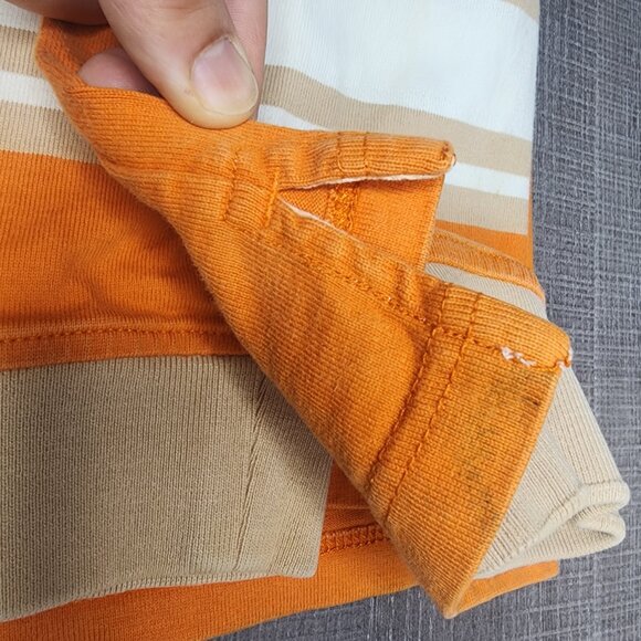 Vintage Y2k Ecko Unltd Unlimited Logo Patch Orange Striped Rugby Button Up Large - Picture 14 of 15